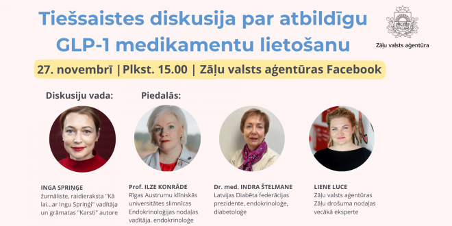 Tiešsaistes diskusija par GLP-1 medikamentu atbildīgu lietošanu
